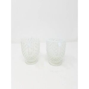 Vtg Fenton clear opalescent Hobnail creamer and sugar bowl cottagecore